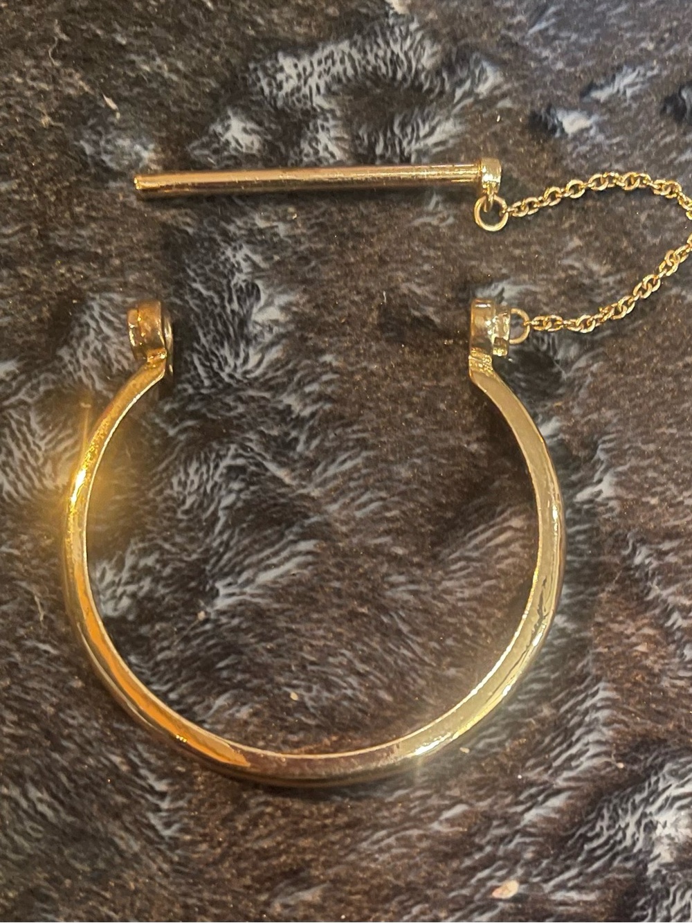 Gold Tone Horsebit Cuff Bracelet with Magnetic Closure
